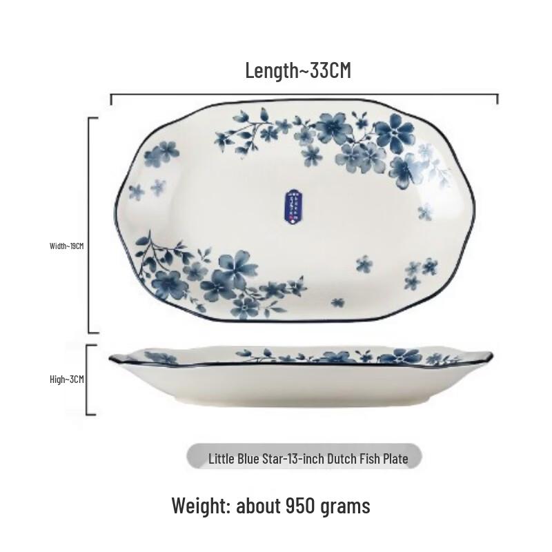 

Abay Little Blue Star Ceramic Fish Plates