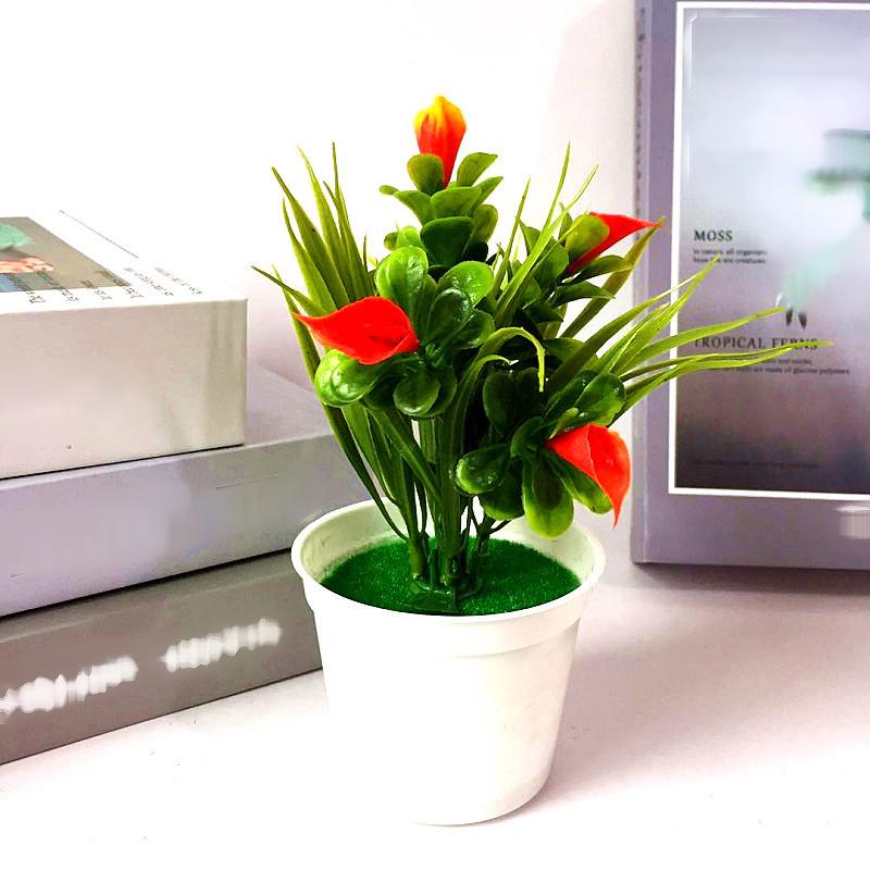 5PCS Artificial Calla Lily in Individual Pots for Home Interior Decoration Office Desk Wedding Setup and Shop Window Display