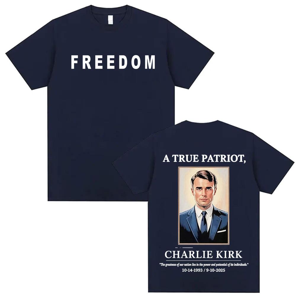 Charlie Kirk A True Patriot Vintage T-shirts Men Women Harajuku Classic Short Sleeve T Shirt Summer Fashion Comfort T-shirt Tops