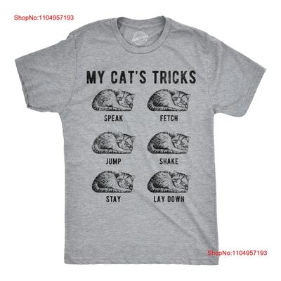 Mens Funny T Shirt My Cats Tricks Sarcastic Kitten Novelty For Men Vintage Washed Unisex Designer Clothes Casual Slightly