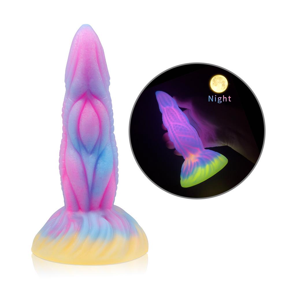 Conjunto de Plug Anal de Silicone Luminoso Colorido Misto - Brinquedos Eróticos Macios para Homens e Mulheres