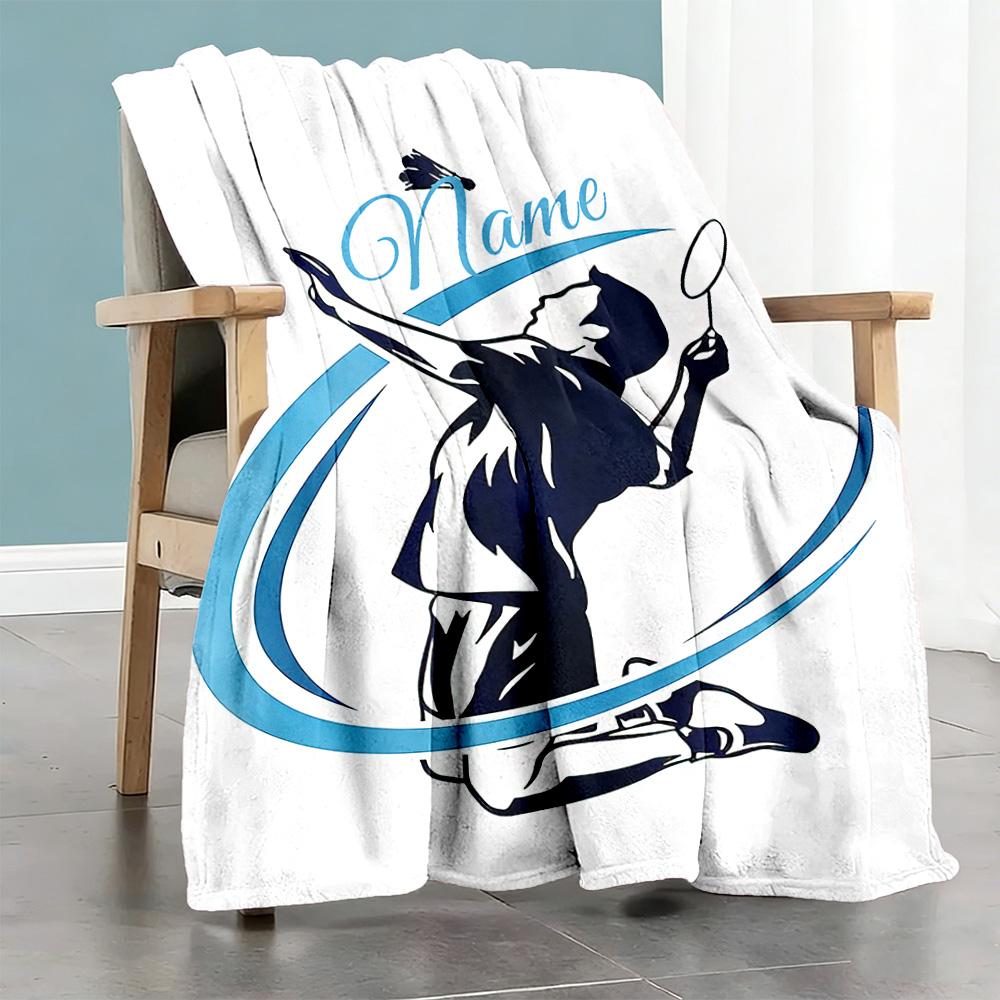 Badminton Enthusiast Personalized Name Blanket Cozy Customizable Blanket Soft & Cozy Throw For Sofa Office Living Room Nap for All Occasions