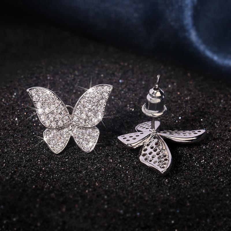 Modische Damenohrringe Silberne Nadel Schmetterling Schleife Mikro-Pavé Zirkon Ohrringe Für Frauen Geschenke Pendientes Ohrringe