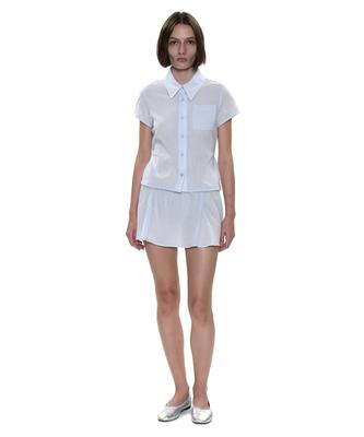 Partimento Woman Pwc Cotton Lace Trim Gored Mini Skirt_Sky
