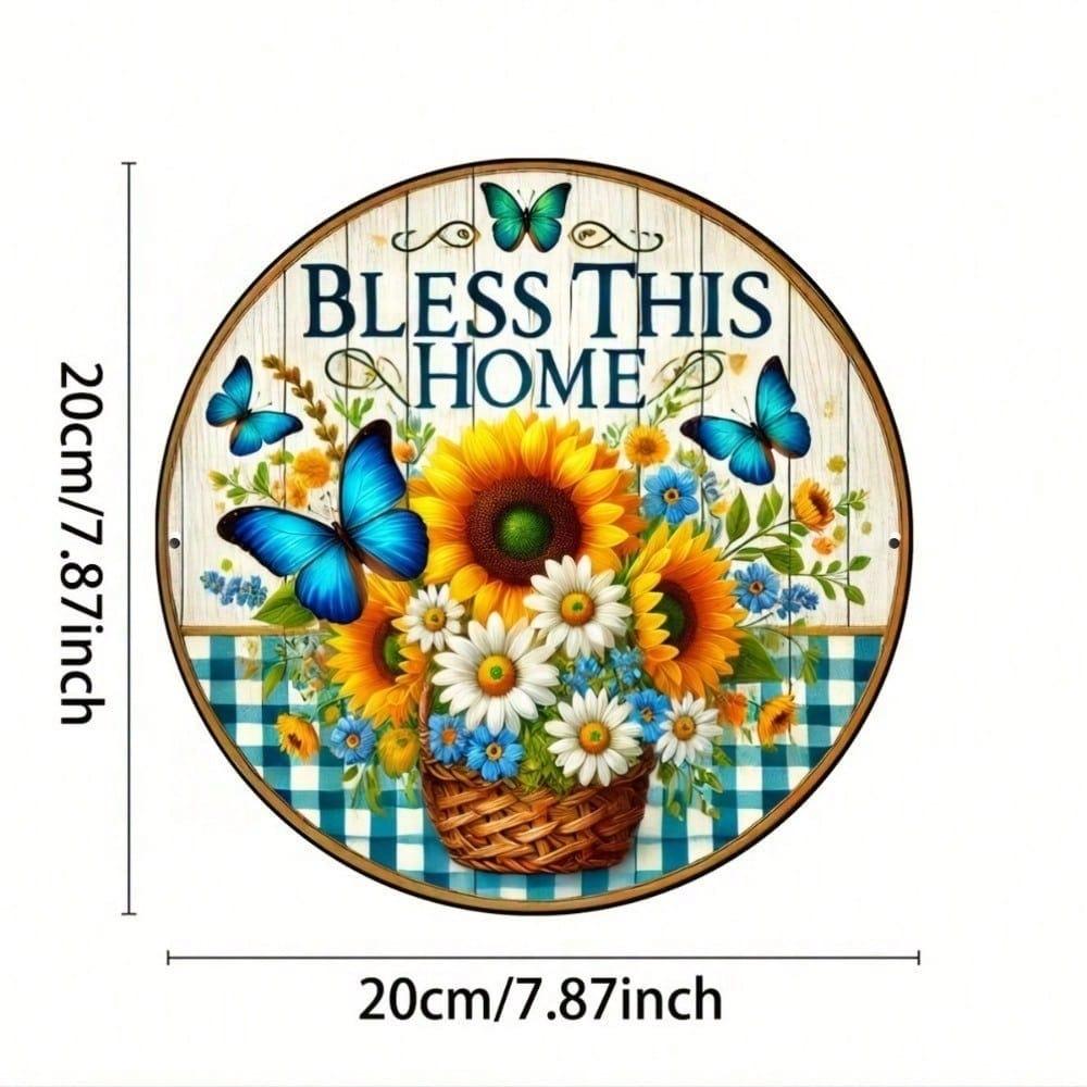 1pc Vintage Daisy Wreath 20cm Lightweight Aluminum Wall Decor Retro Spring Summer Door Hanging Farmhouse Holiday Everyday De