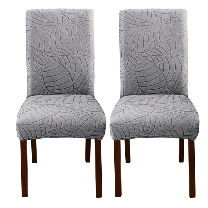 

2/4Pcs Leaves Jacquard Dining Chair Covers Stretch Universal Chairs Cover Solid Color Seat Covers For Kitchen El Banquet
