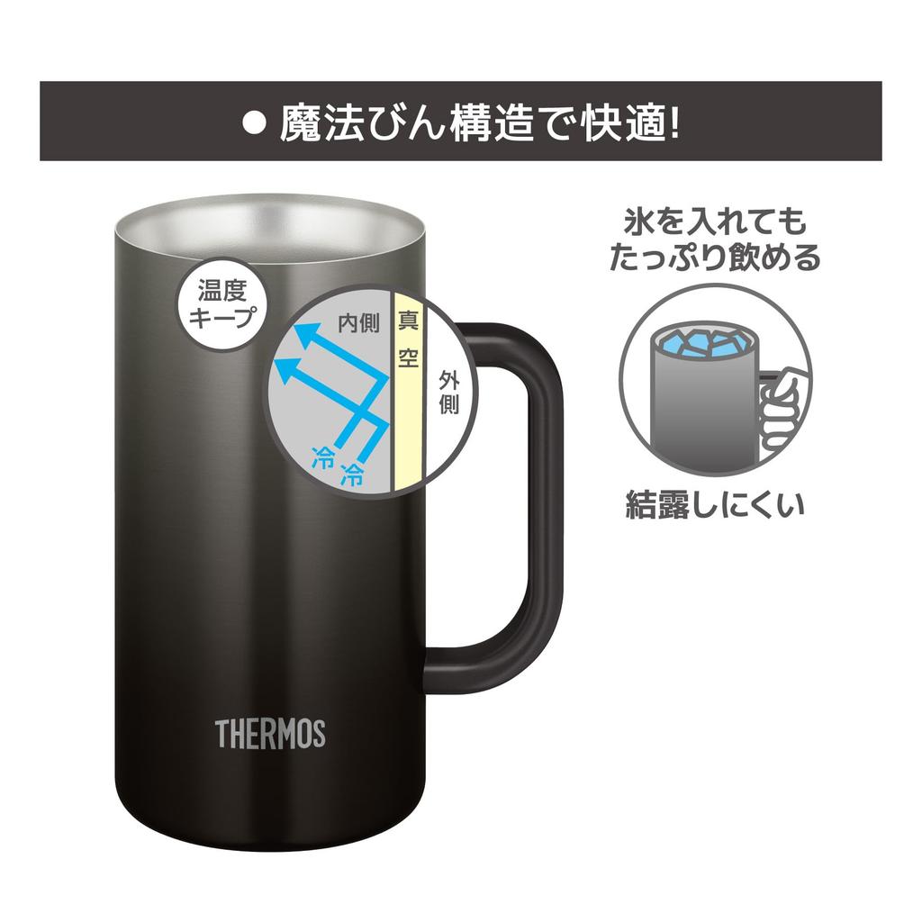 Thermos Vacuum Insulated Mug 720ml Black Dishwasher Safe Thermos Structure Thermal Insulation Beer Mug BK JDK-721C
