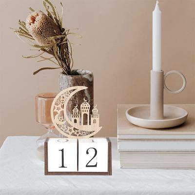 Holz Mubarak Eid Adventskalender Ramadan Countdown-Kalender Holz Eid Mubarak Ornament EID Mubarak Dekoration für Zuhause