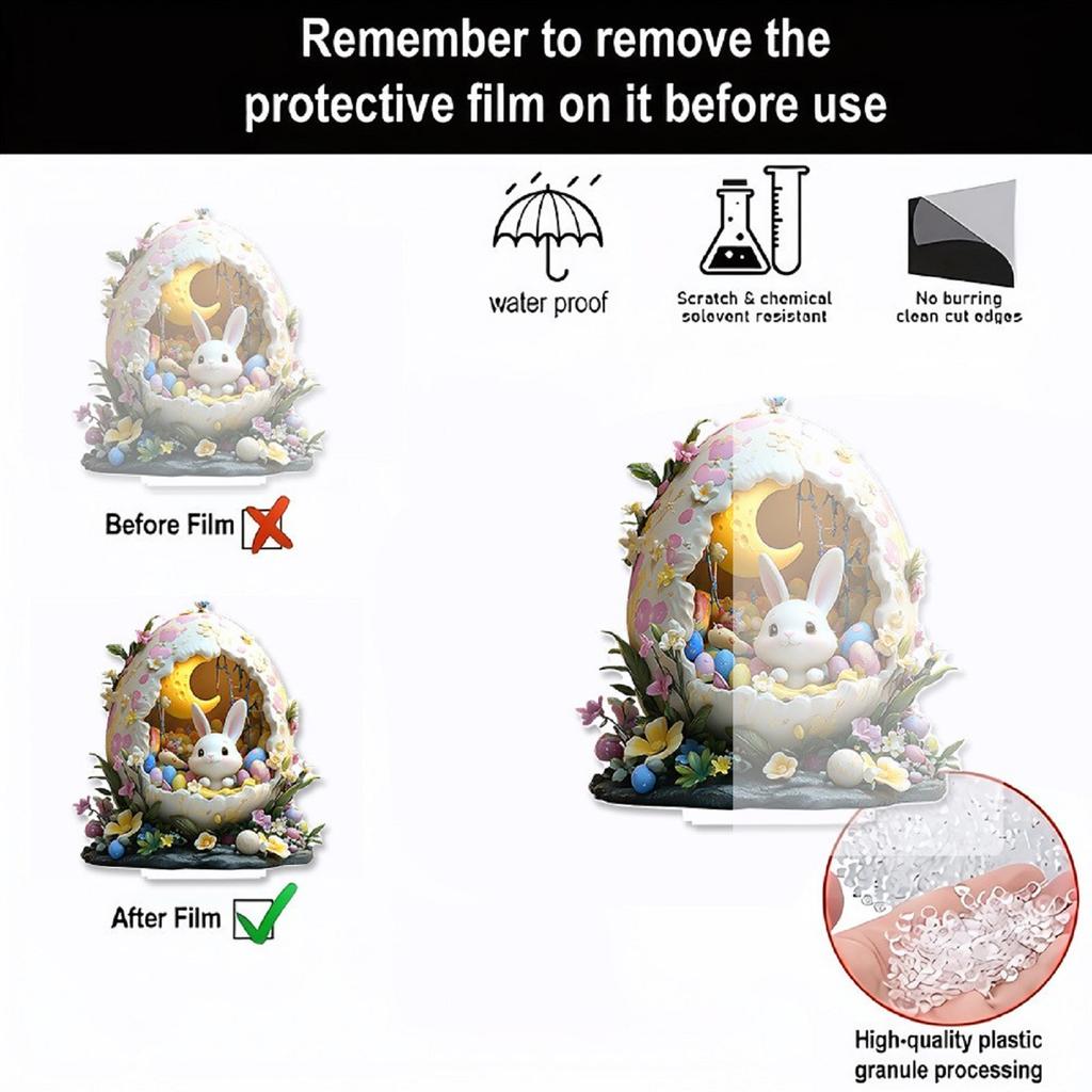 Acrylic Flat Ornament, Cute Easter Bunny Party Desktop Decoration, Wear Resistant Ornament,Easter Decorations