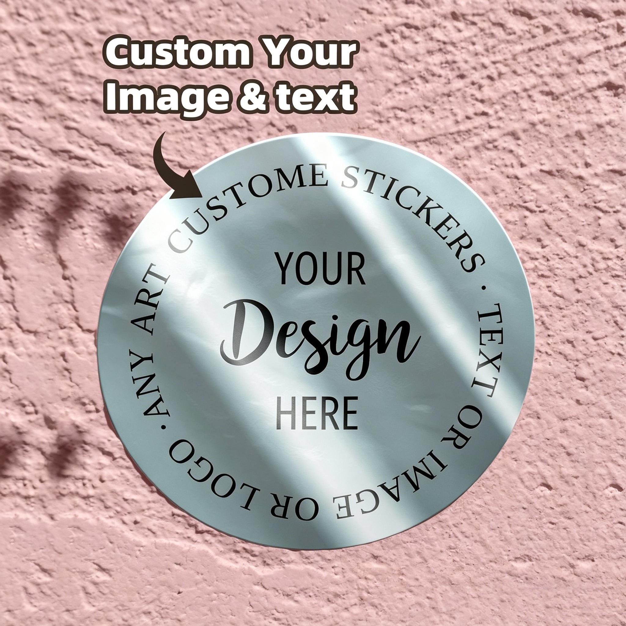Personalized custom round holographic laser stickers, PVC waterproof personalized custom labels, custom logo text images (as the picture,2CM)
