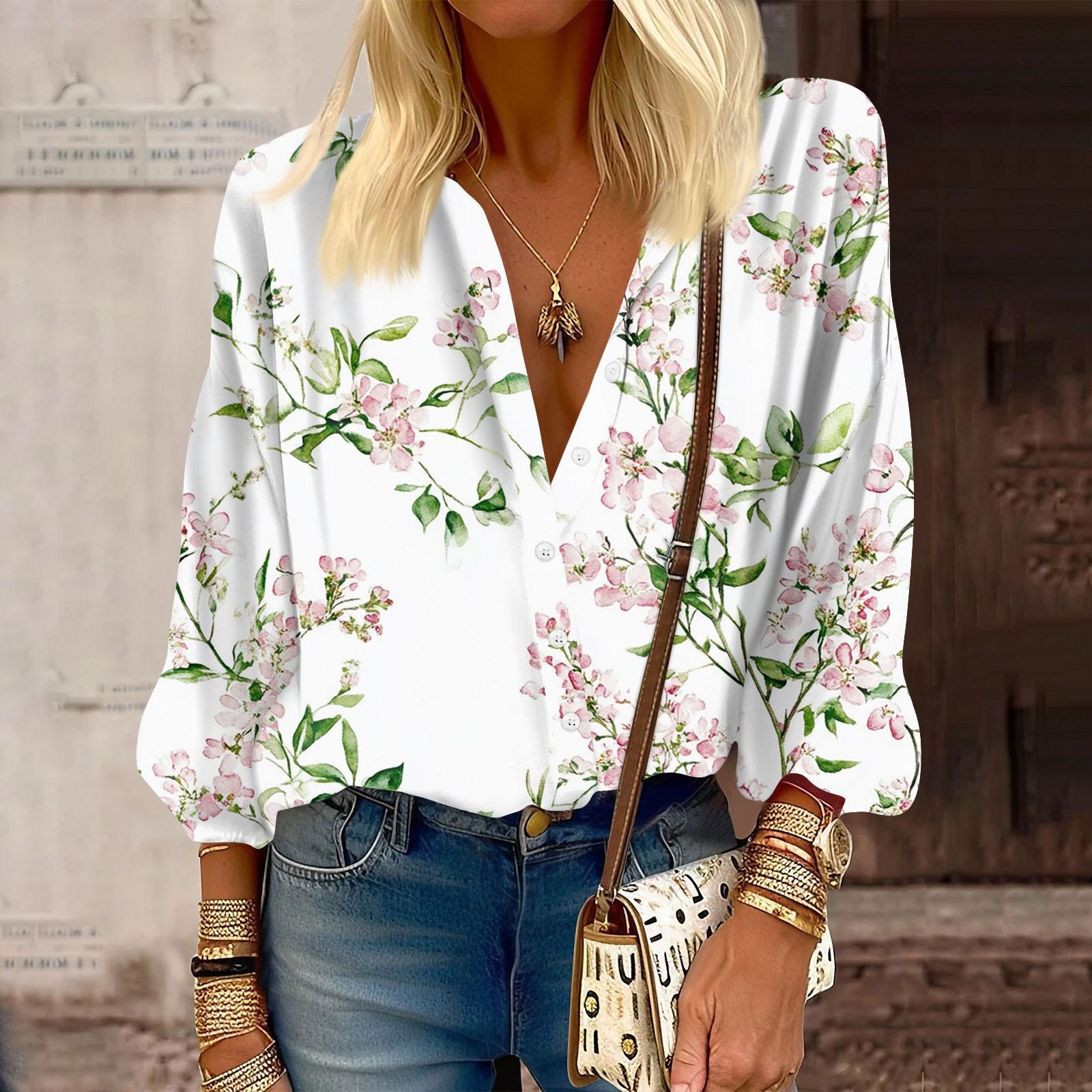 

Женская рубашка на пуговицах, повседневный принт, модная круглая горловина, спущенное плечо, семь рукавов, рубашка, топ XXXL светло-розовый