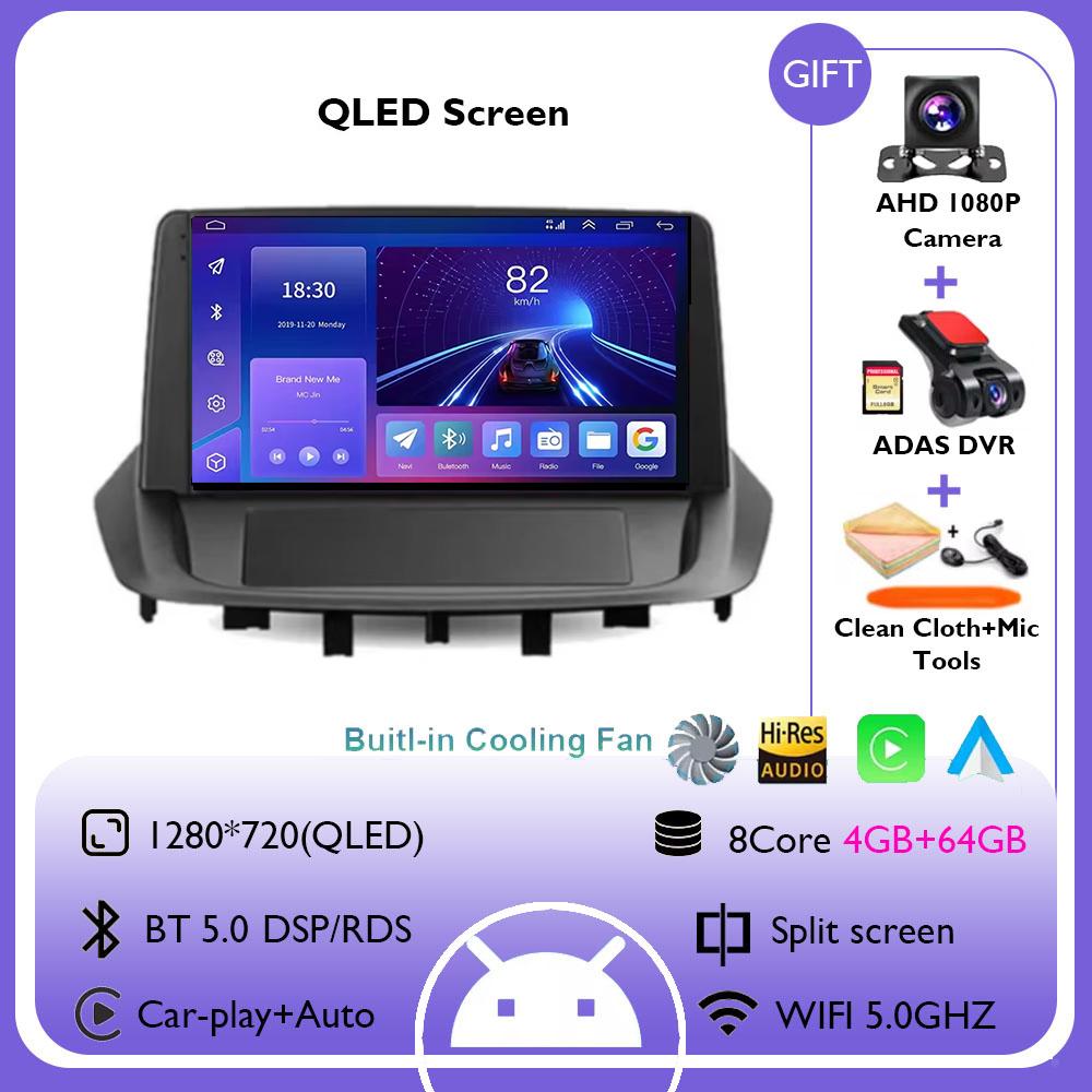 9" For Renault Fluence 1 2009 - 2017 Android 14 Carplay Car Radio Navigation Multimedia GPS Player Stereo WiFi+4G BT 360 Camera