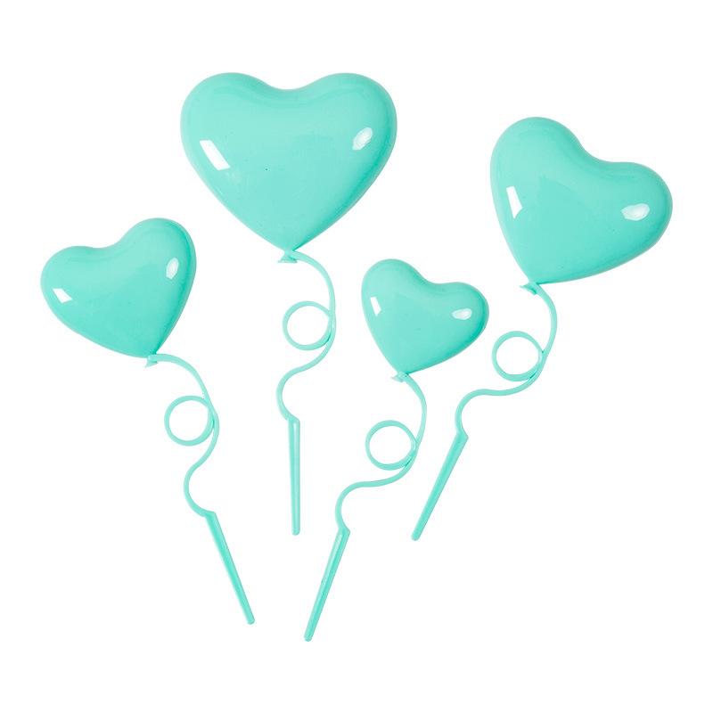 

4Pcs Macaron Color Plastic Heart Складана повітряна куля зізнання в коханні День народження Торт Десертний столик День Святого Валентина Весільні прикраси темно-синього кольору