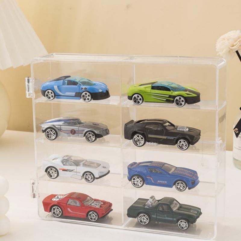 Boîte d'exposition en acrylique à compartiments multiples pour voitures miniatures moulées sous pression, vitrine pour petits objets de collection avec 8 sections