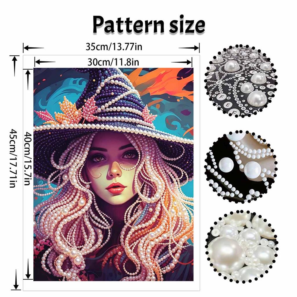 Halloween witch pearl painting art full pearl handmade diy home decorations