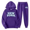 Mens Hooded Tracksuit Set Long Sleeve Sweatshirt Fleece Lined Casual Sportswear