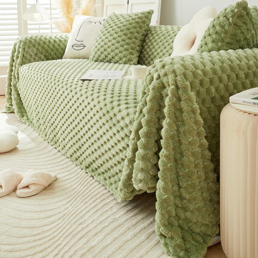 French cream wind plush sofa towel thickened winter 2025 new non-slip blanket all-inclusive sofa cushion cover