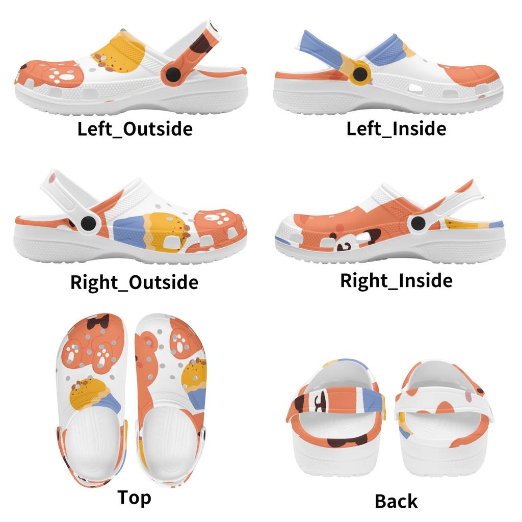 White Printed EVA Clogs for Women Men Lightweight Flexible Slip On Casual Footwear Soft Sole Summer Sandals Daily Comfort