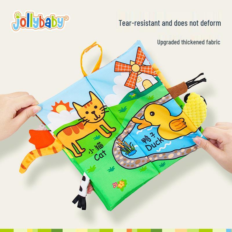 Jollybaby Animal Tail Peek-a-Boo Cloth Book - Baby Toy for Early Education (0-3 Years)