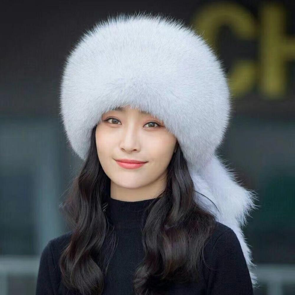 Winter Hat Fox Hair Hat Women's Cold-proof Snow Hat Fur Thickened Basin Hat Baotou Hat