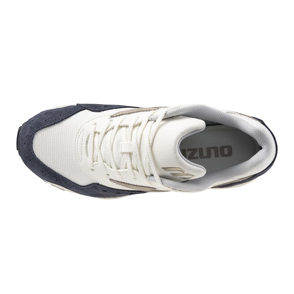 Mizuno Contender and Size 2E Sneakers, Sport/Casual, Off-White, Beige, Navy, 25.0 cm,