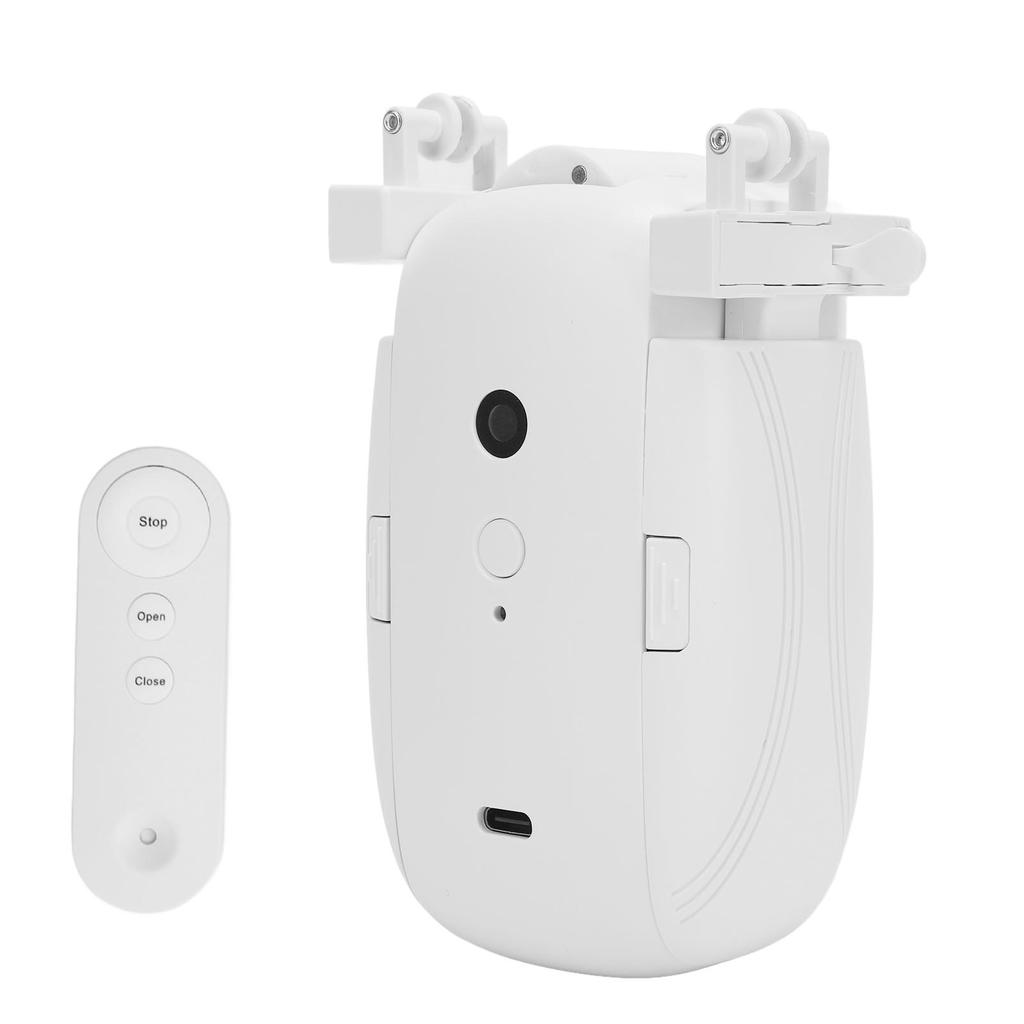 Smart Automatic Curtain Opener, Type C Charging Electric Curtain Opener with Remote Control, Silent Mode, Fits Roman Rod T Rail U Rail, for Bedroom, L