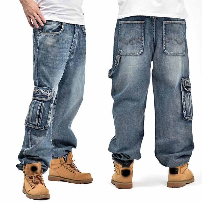 

Мужские тонкие свободные джинсы весна-осень больших размеров для скейтбординга, спортивные повседневные брюки 30