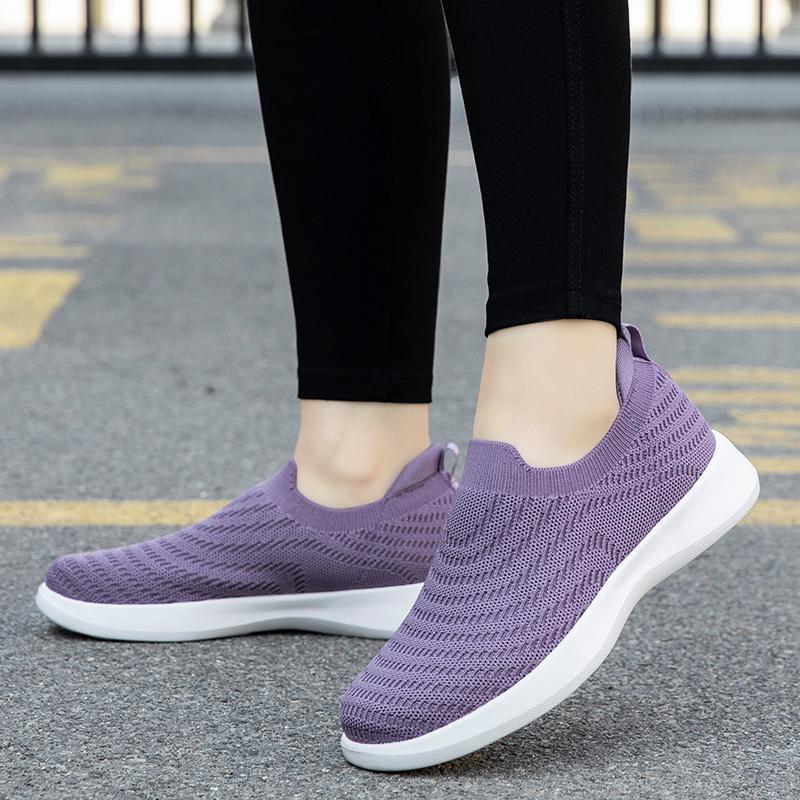 2025 men's shoes casual shoes summer new comfortable one-pedal shoes women's flying woven breathable running sneakers trendy shoes