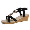 Taizhou Keilabsatz Damenschuhe neu Retro Ethno-Stil Keilabsatz erhöhend Strandsandalen Bohemianische Sandalen Damen