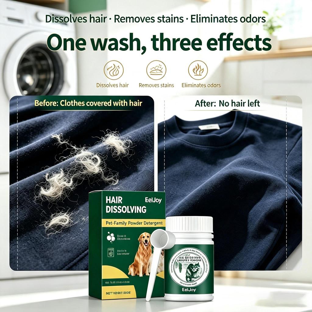 EelJoy Pet Hair Cleaning Powder for Cats and Dogs Special Hair Dissolving Washing Powder Clothing Stain Removal Cleaning Powder 1set