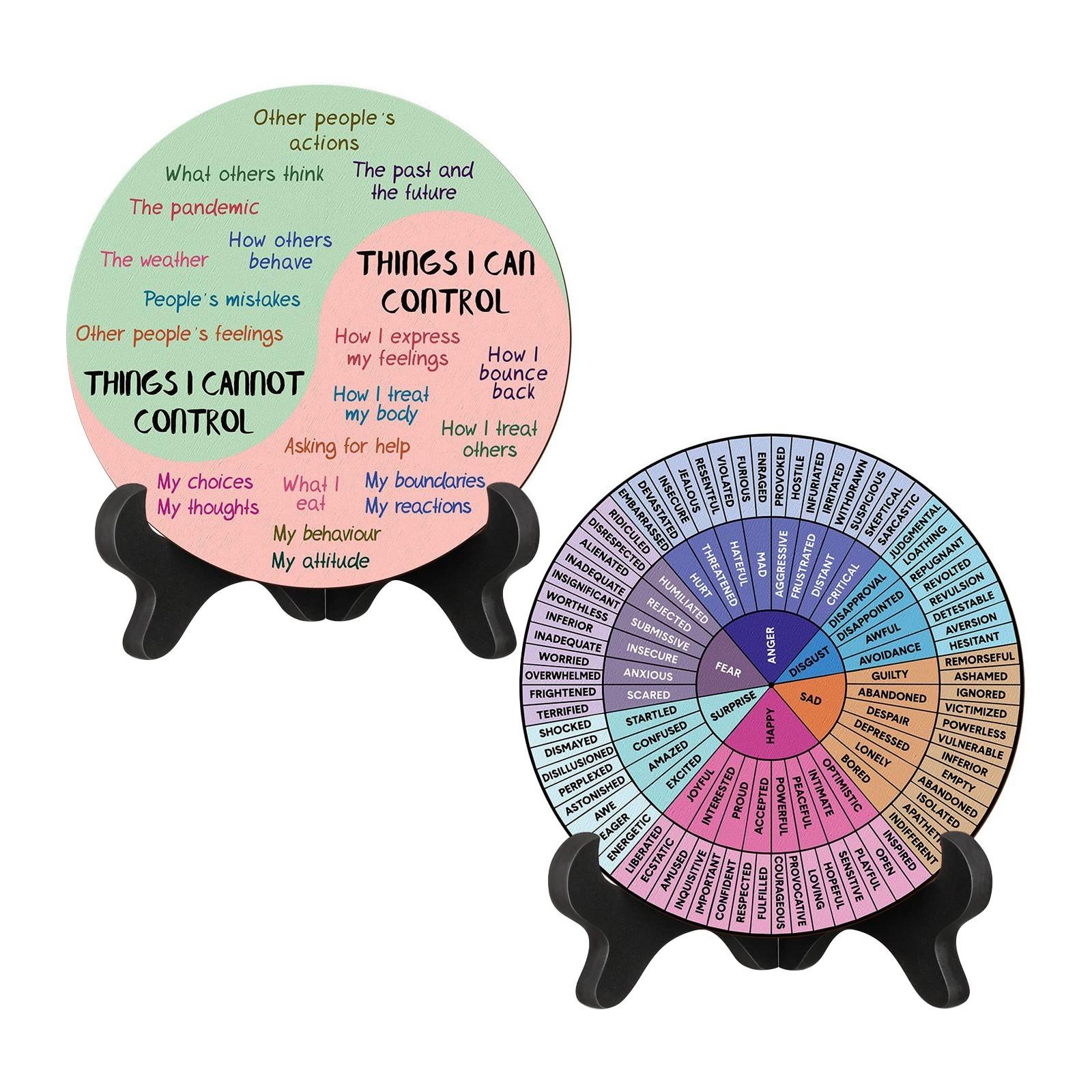 

2 PCS, Things To , Desk Desk, Emotion Wheel, Feeling Wheel, Mental Health Emotion One Size