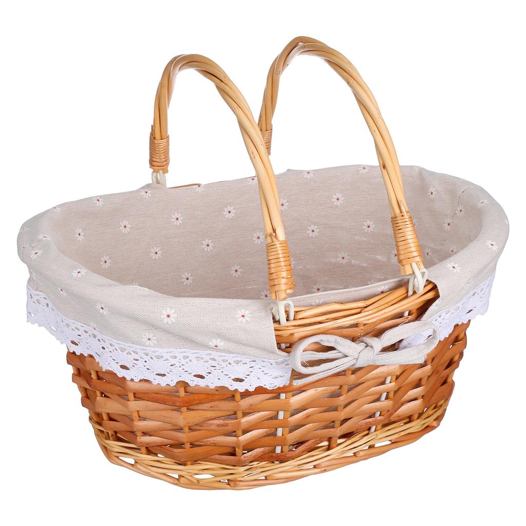 Rustic Willow Woven Basket for Wedding Flower Bridal Shower Decorative Floral Arrangement Storage Handy Portable Handle