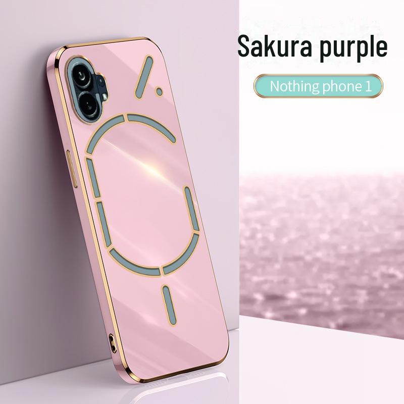 Elektropokovený silikonový kryt proti pádu pro Nothing Phone1 s rovnými hranami a kruhovým stojánkem