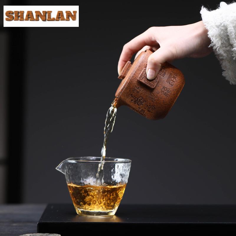 200ml Antique Yixing Purple Clay Teapots Handmade Hand Grab Pot Raw Ore  Wood-fired Porcelain Mud Tea Maker Kettle Zisha Tea Set