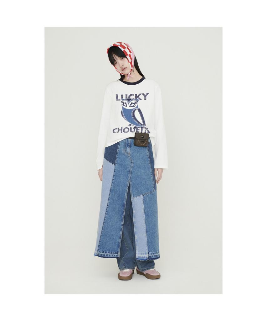 LUCKY CHOUETTE Color Patch Denim Long Skirt (Blue) Lfpds25210Bux