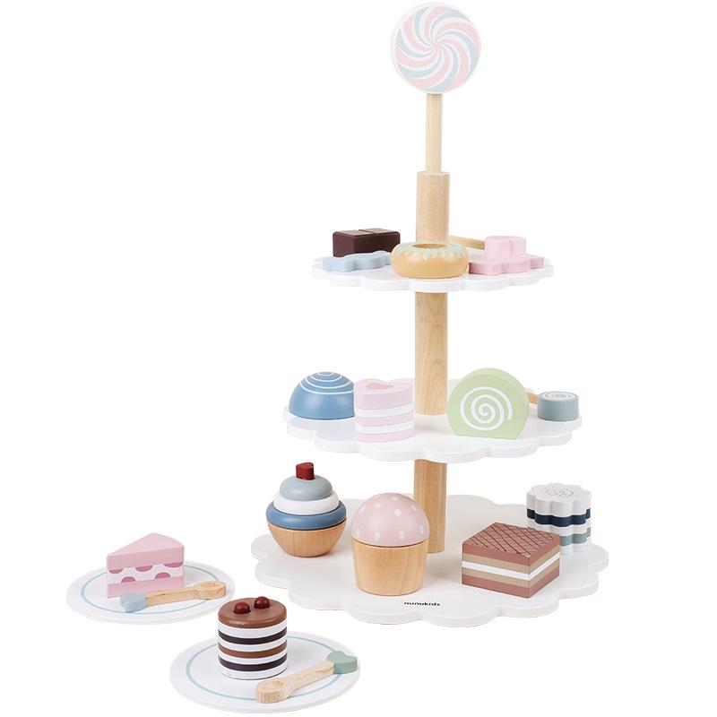 

Toddler Three-Tier Dessert Stand Pretend Play Set: Afternoon Tea, Ice Cream, Cake Tower Kitchen Toys