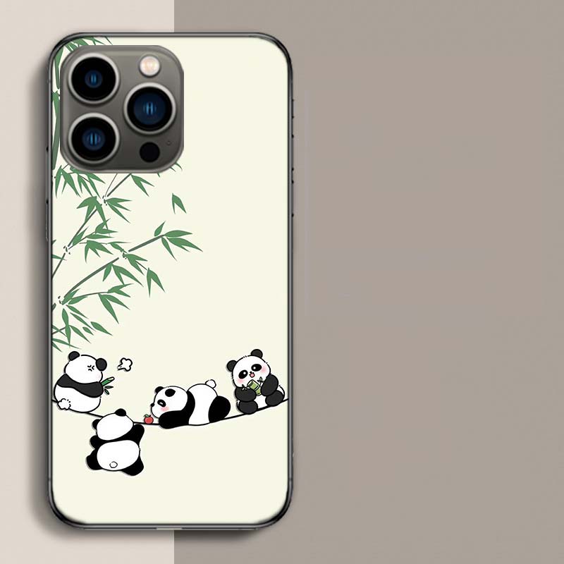 Very Cute Little Panda Phone Case For Iphone 17 Air 15 Pro 14 Plus 16 Pro Max 17E 16E 12 13 Mini 11 Cover Cute Fundas