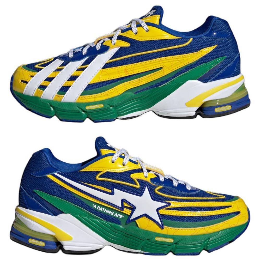 BAPE X Adidas Orketro Yellow Blue Green Unisex Sneakers Power-Blue JQ2398