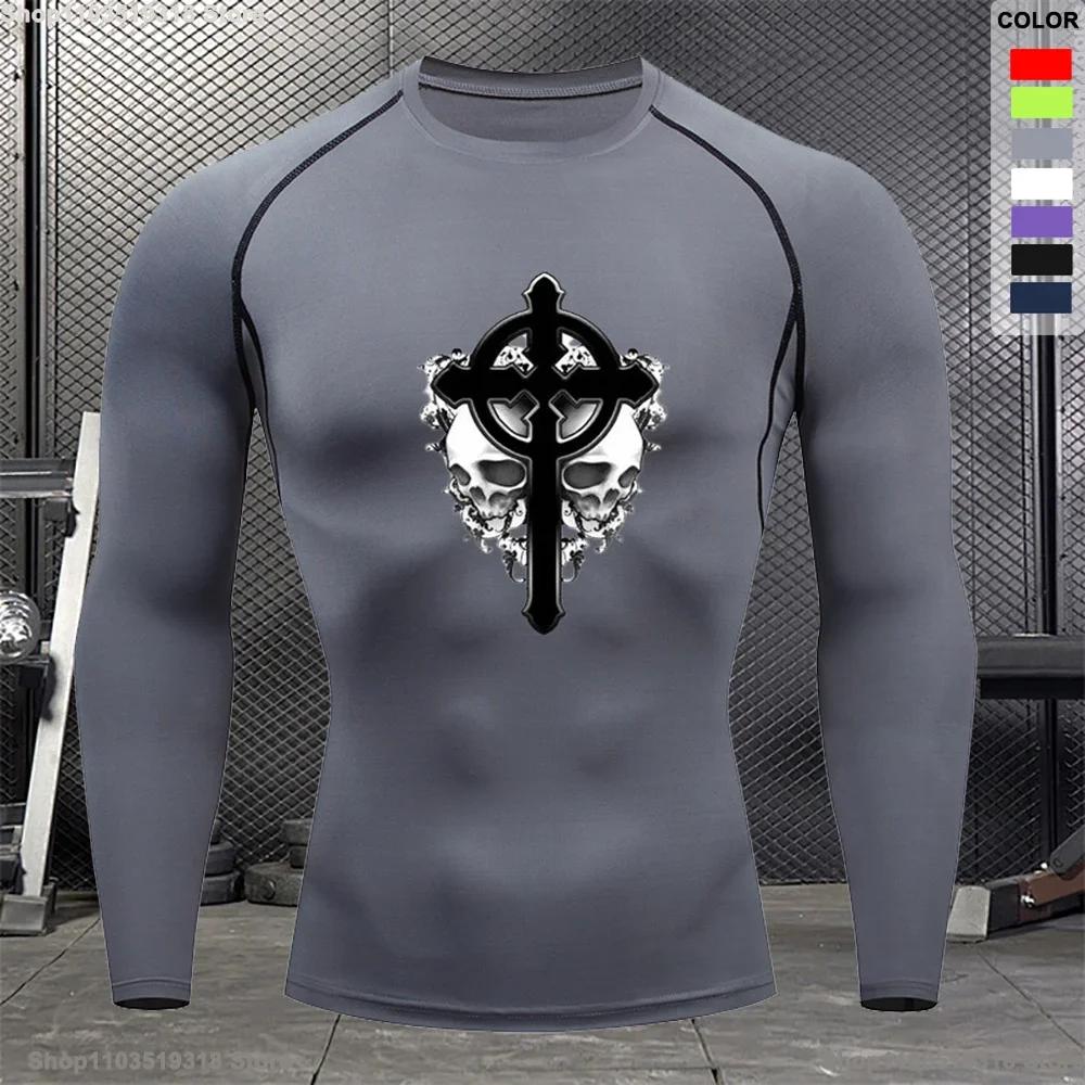 Bodybuilding Gym Outdoor Running Compression T-shirt Men's Summer Tight Breathable Short-sleeved Sports Quick-drying Top S-3XL