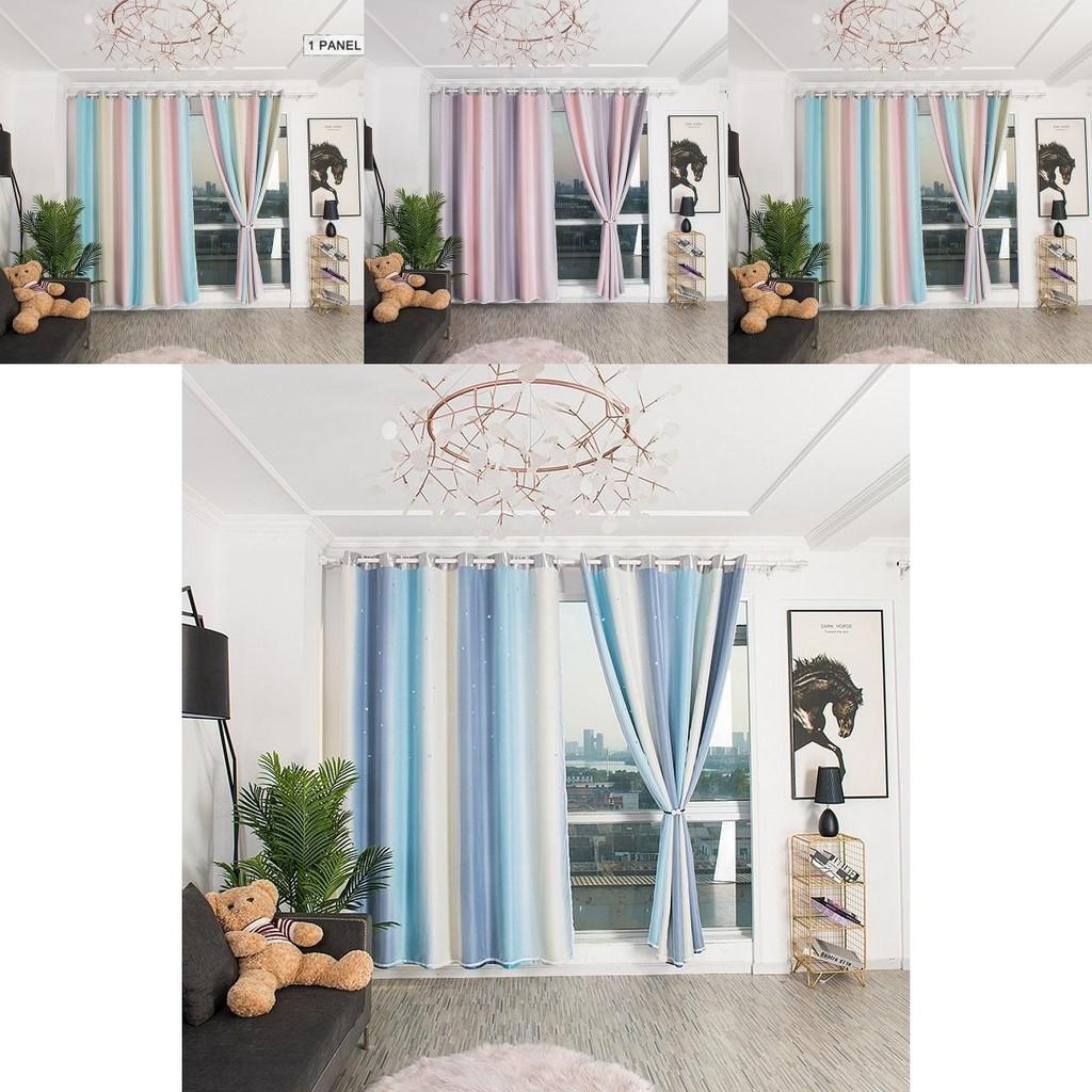 Premium Blackout Curtain With Tulle Overlay And Captivating Stars For Cozy Living Spaces