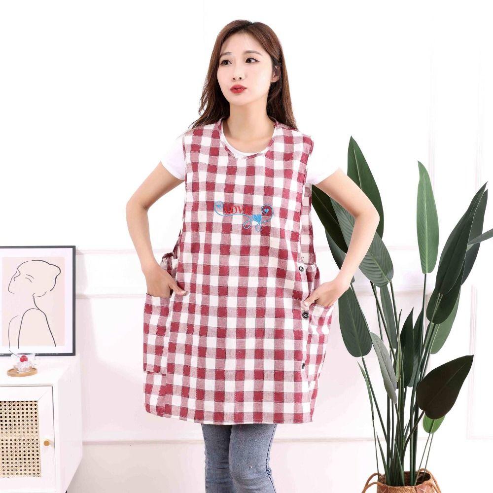 Breathable Cooking Aprons Vest Style Anti Dirty Sleeved Apron Wipeable Hands Multipurpose Stain-Resistant Apron