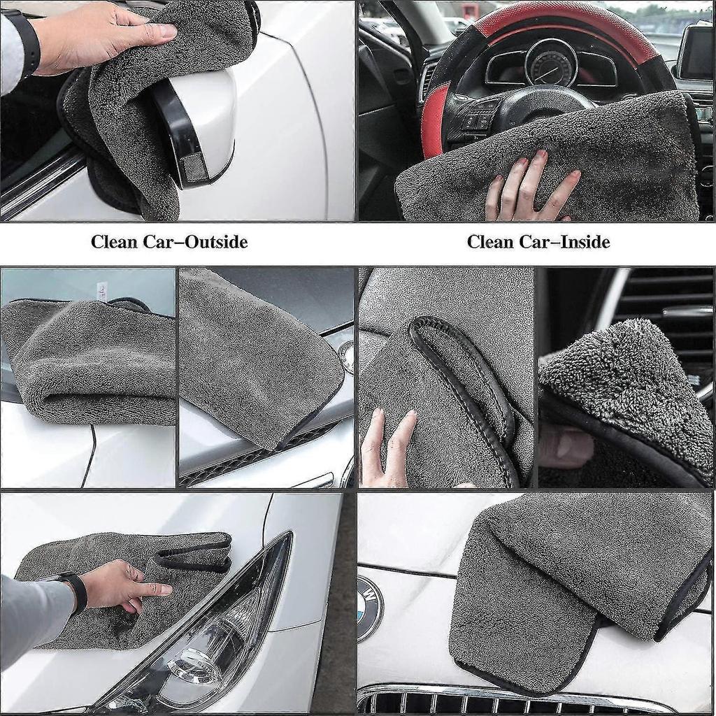 Microfibre Car Cleaning Cloths, Upgraded 1200gsm Ultra-thick Car Drying Towel 16'' X 16''(3 Pack) - Ya
