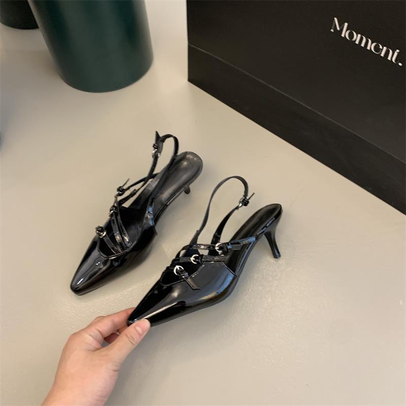 

Летние женские элегантные босоножки на высоком каблуке, новая тенденция, повседневные сексуальные сандалии с острым носком, модная женская обувь для вечеринок, Sandalias De Mujer 39 чёрный