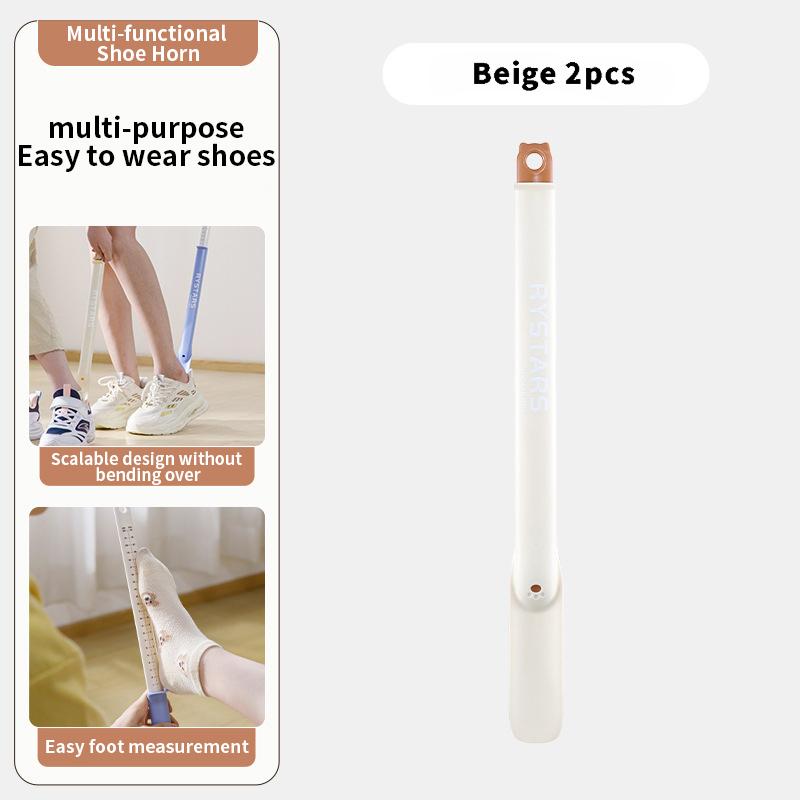 Extendable Shoe Horn with Scale, Bend-Free for Pregnant Women & Elderly, Multifunctional Home Hanging Shoe Helper