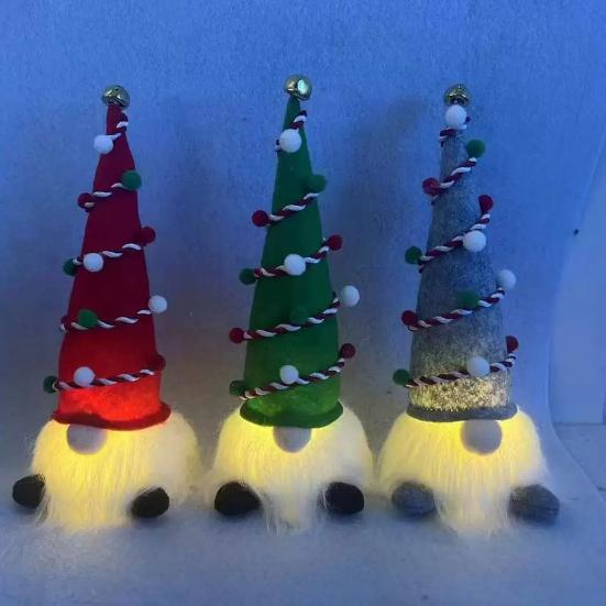 Beleuchteter Weihnachtswichtel Handgefertigtes Plüsch skandinavischer schwedischer Tomte Leuchtendes Weihnachtsmann-Elfen-Spielzeug für Winter-Tischplatte Etagenständer Indoor-Weihnachtsdeko