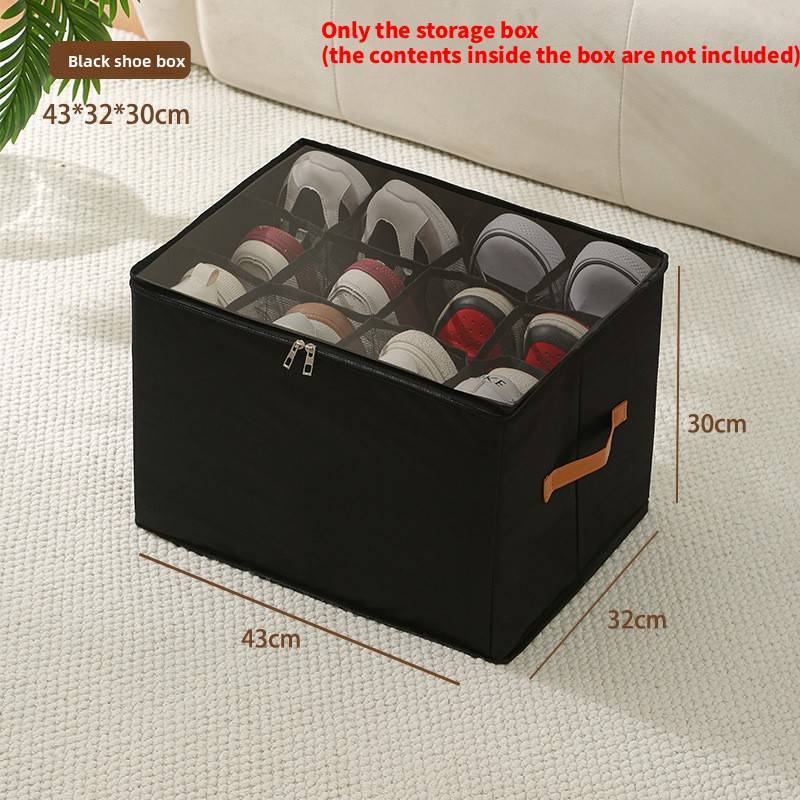 Oxford Cloth Shoe Storage Box With Lid And Dividers For Bedroom Closet Organization