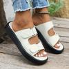 Fashion 2025 Fashion Hook Loop Platform Slippers Women Summer Thick Bottm Pu Leather Sandals Woman Comfortable Non Slip Beach Sandles 43