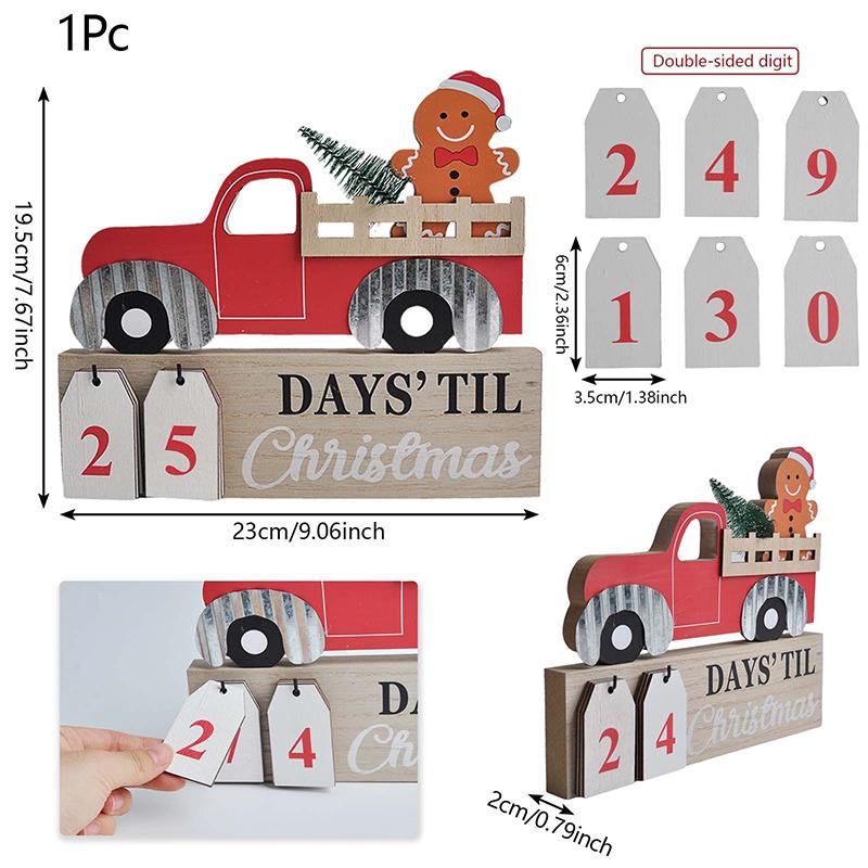 1PC Wooden Ornaments Countdown Gifts Christmas Festival Mobile Practical Painted Decorations Calendar