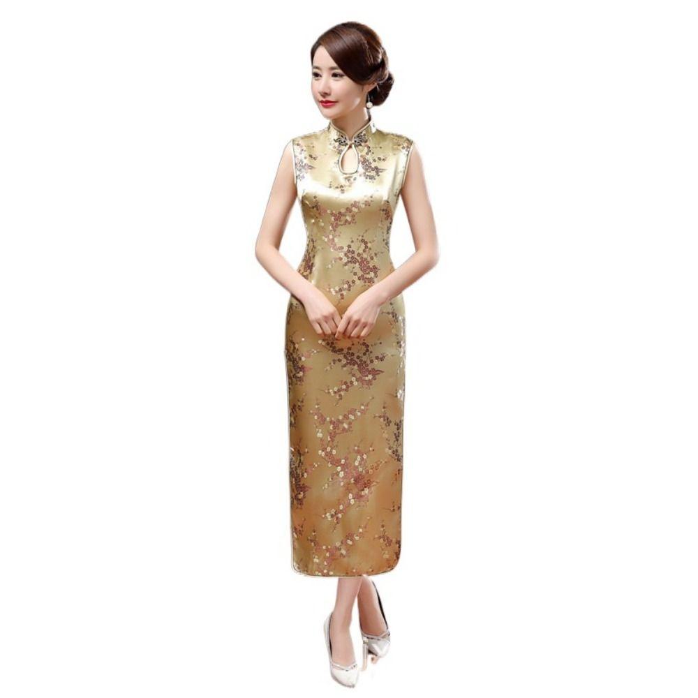 Floral Print Cheongsam Dresses Chinese Style Traditional Clothing Chinese Qipao  Evening Dress