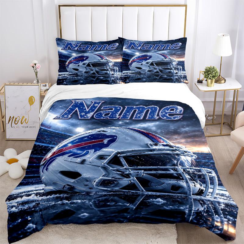Personalized Football Helmet Soft Bedding 3 Piece Set HD Print Duvet Cover Pillowcases for Teens Adult Bedroom Decoration Christmas Gift C10396